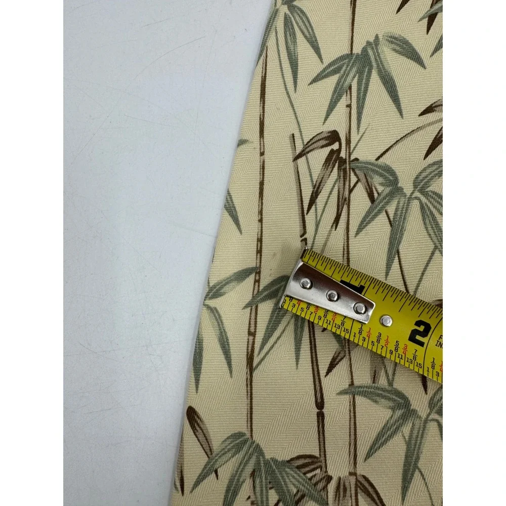 Tommy Bahama Mens Silk Necktie Bamboo Tropical Print Cream Green Brown Tie